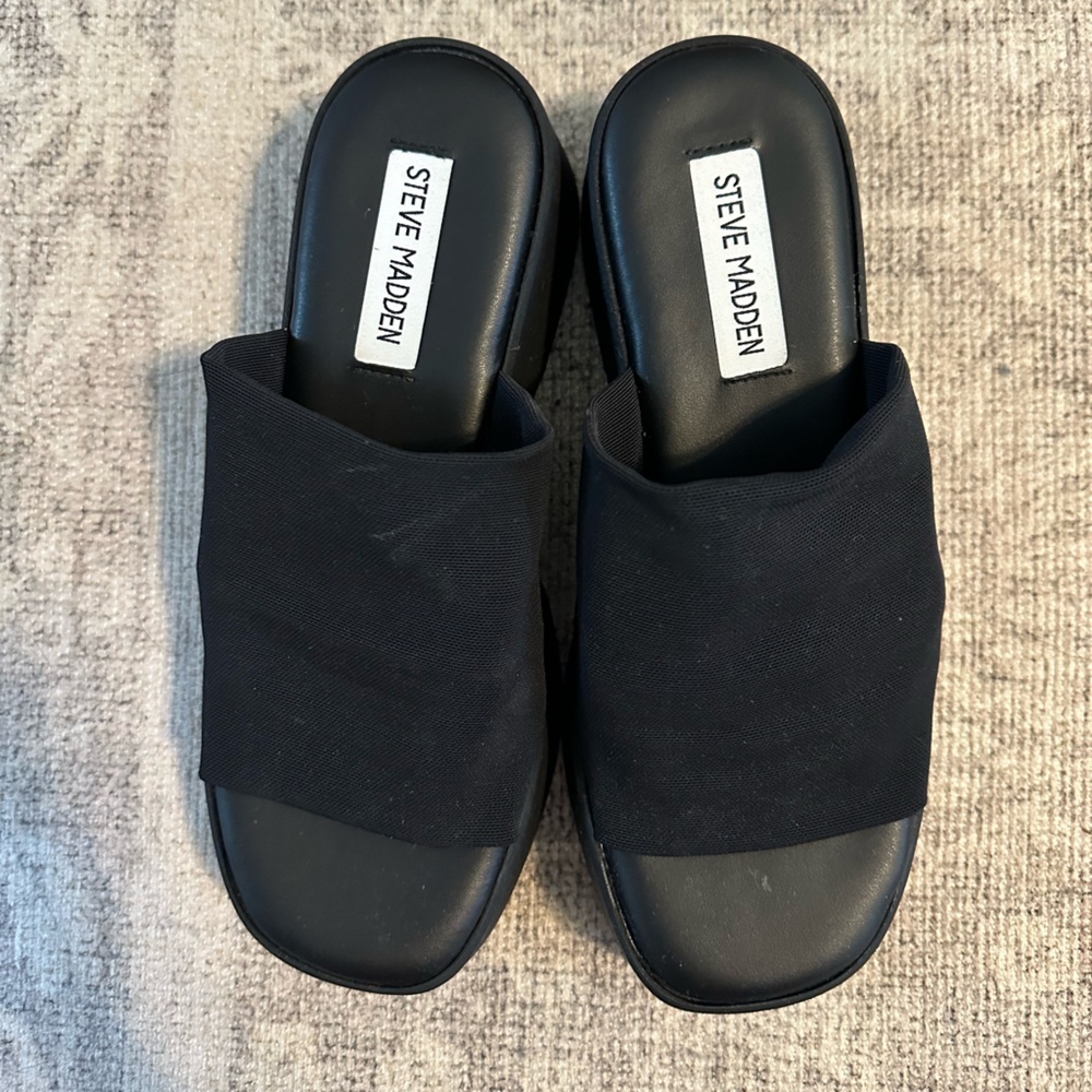 Steve Madden Black Open-Toe Slides